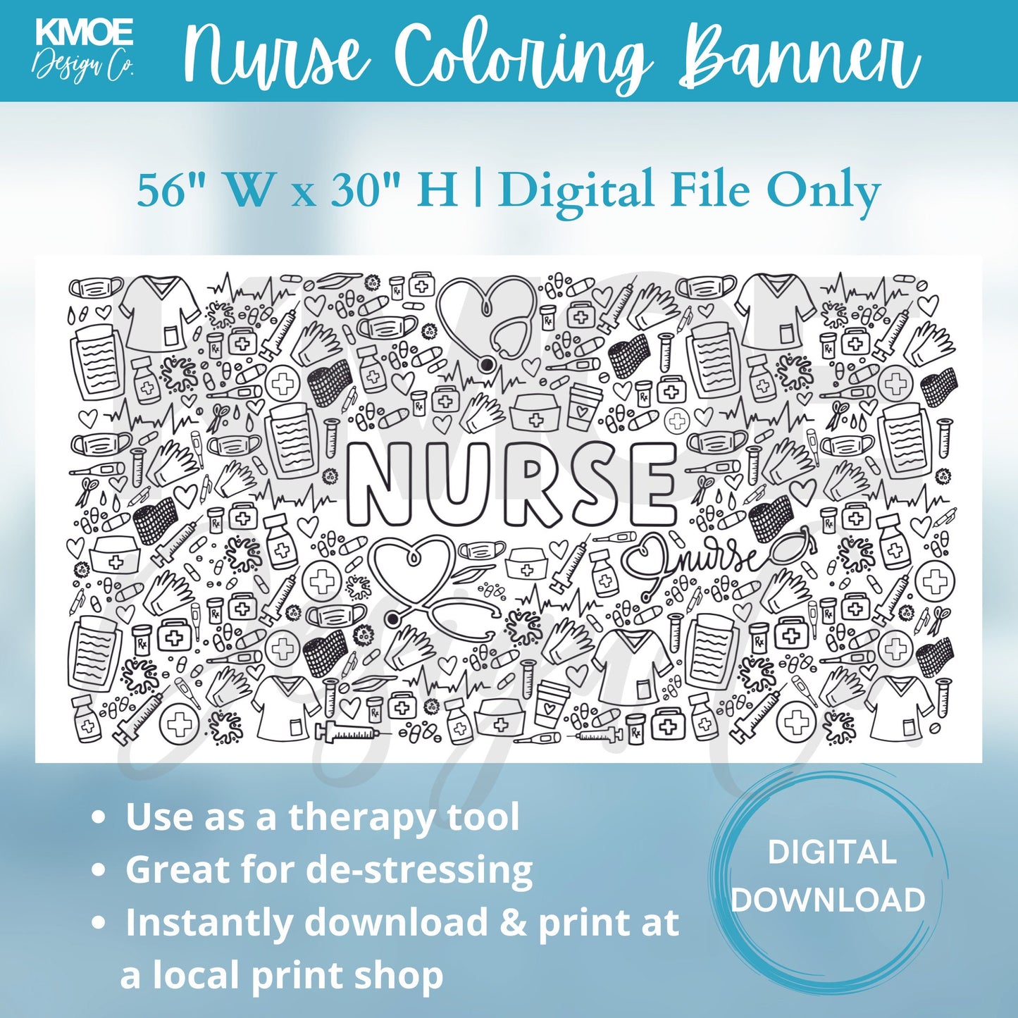 Nurses week Nurse Coloring Poster Coloring Poster Giant Coloring Banner Coloring Pages Coloring book Medical Healthcare Hospital DIGITAL
